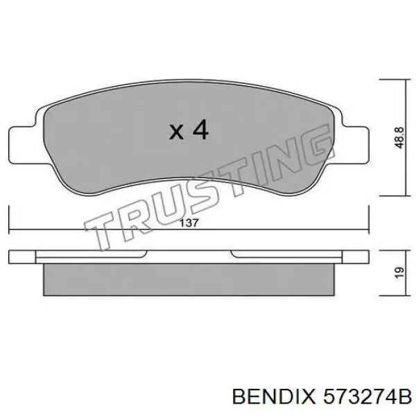 Задні гальмівні колодки Jurid/Bendix 573274B ціна, від 17.76 USD