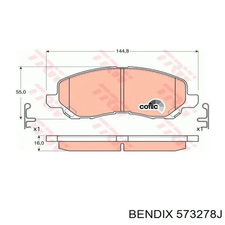Передні тормозні колодки 573278J Jurid/Bendix