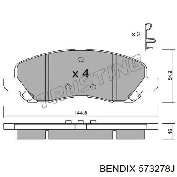 573278J Jurid/Bendix колодки гальмівні передні, дискові