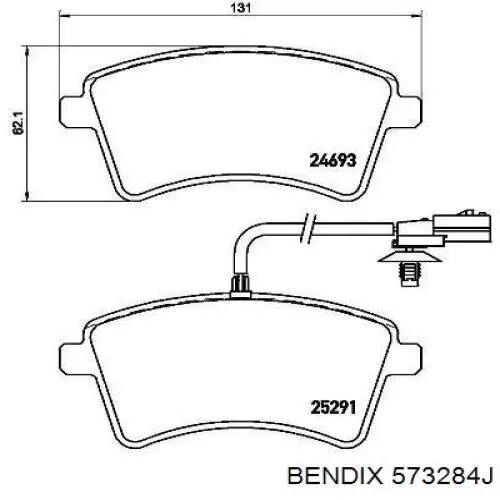 Передні тормозні колодки 573284J Jurid/Bendix
