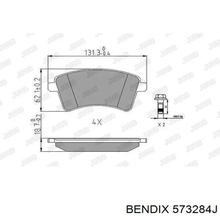 Гальмівні колодки Jurid/Bendix 573284J ціна, від 27.99 USD
