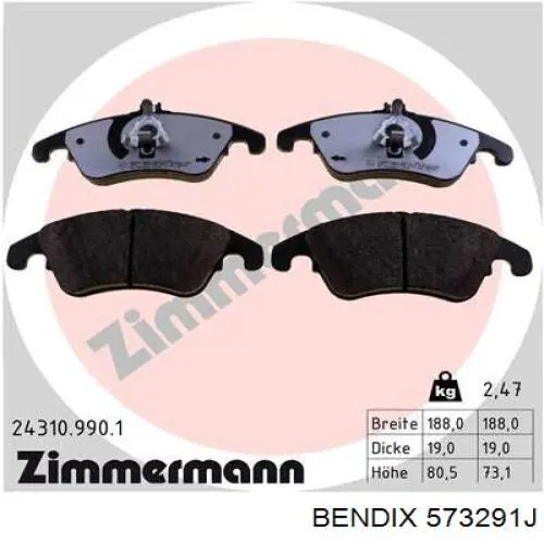 Тормозні колодки Jurid/Bendix 573291J