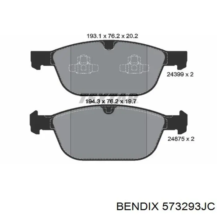 Передні тормозні колодки 573293JC Jurid/Bendix
