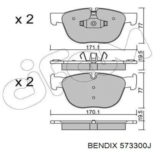 573300J Jurid/Bendix Передні гальмівні колодки