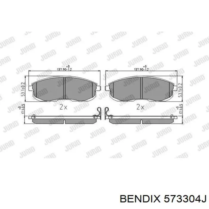 573304J Jurid/Bendix колодки гальмівні передні, дискові