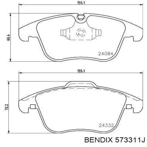 Передні тормозні колодки 573311J Jurid/Bendix