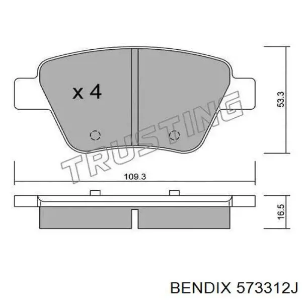 Задні гальмівні колодки 573312J Jurid/Bendix