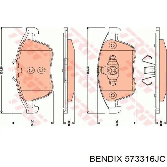 Гальмівні колодки Jurid/Bendix 573316JC ціна, від 33.90 USD