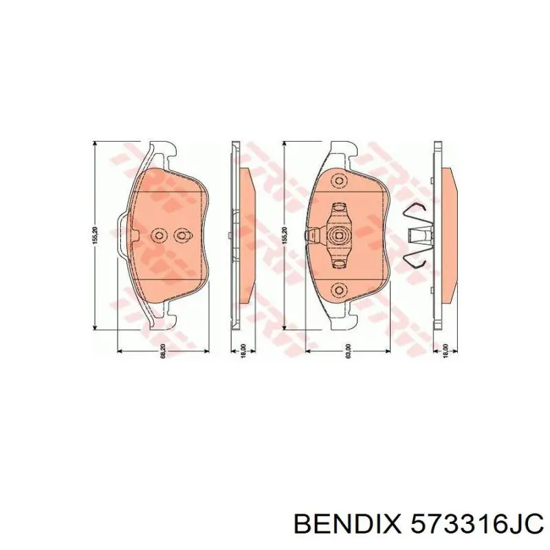 Передні тормозні колодки 573316JC Jurid/Bendix
