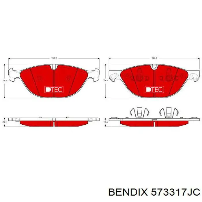 Гальмівні колодки Jurid/Bendix 573317JC ціна, від 48.72 USD