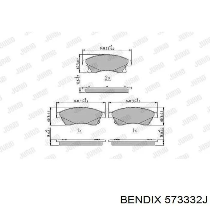 573332J Jurid/Bendix колодки гальмівні передні, дискові
