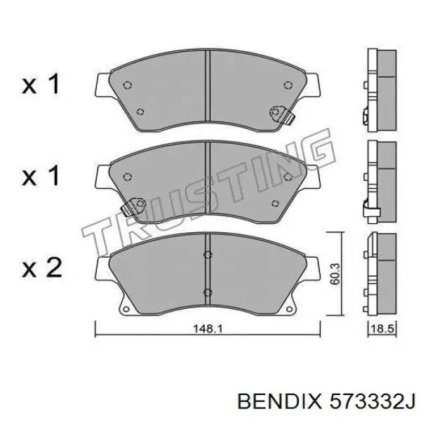 Передні тормозні колодки 573332J Jurid/Bendix