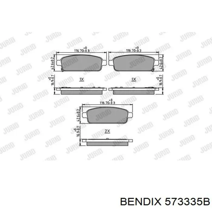 573335B Jurid/Bendix Колодки гальмівні задні, дискові