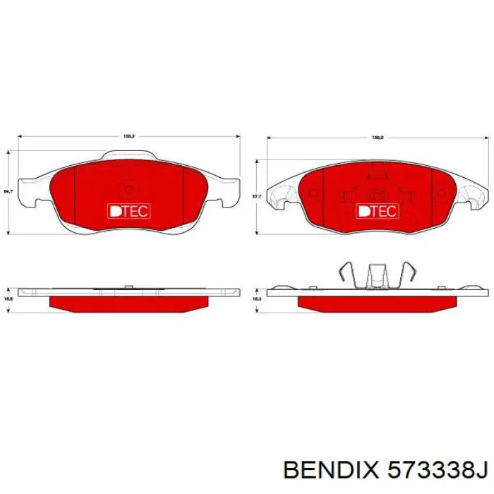 Колодки гальмівні передні, дискові 573338J Jurid/Bendix