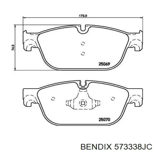 Колодки гальмівні передні, дискові 573338JC Jurid/Bendix