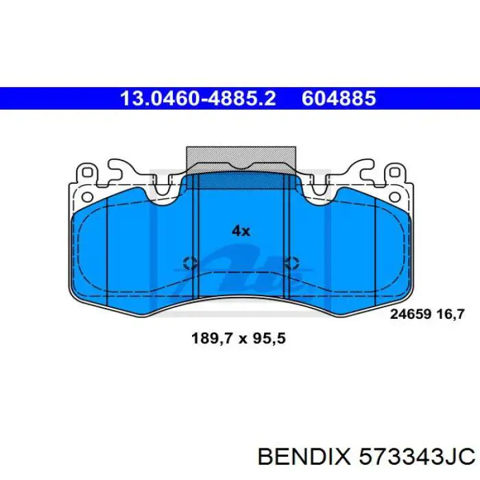 Колодки гальмівні передні, дискові 573343JC Jurid/Bendix