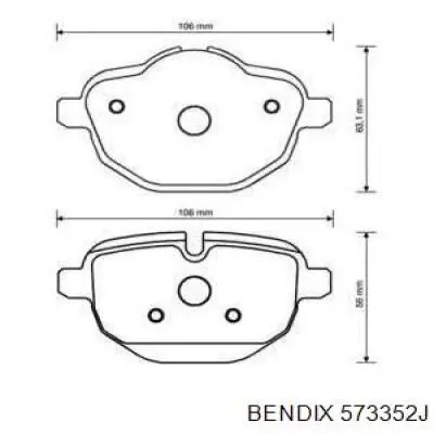 573352J Jurid/Bendix колодки гальмові задні, дискові