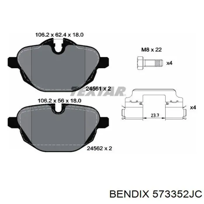 Купити 573352JC Jurid/Bendix Задні колодки