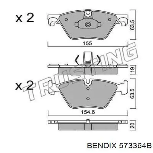 Гальмівні колодки Jurid/Bendix 573364B ціна, від 43.40 USD