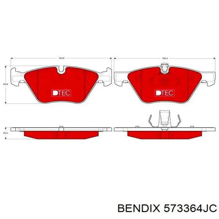 Гальмівні колодки Jurid/Bendix 573364JC ціна, від 57.50 USD