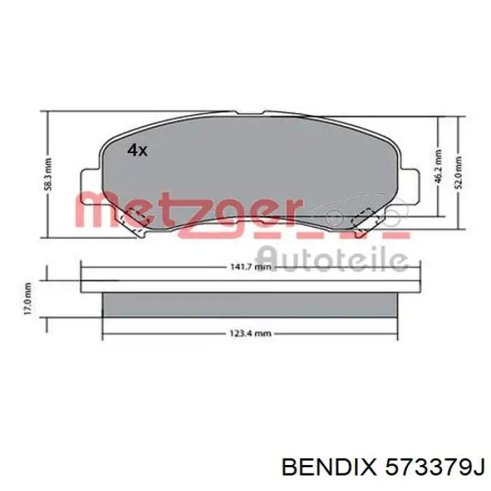 573379J Jurid/Bendix Передні гальмівні колодки