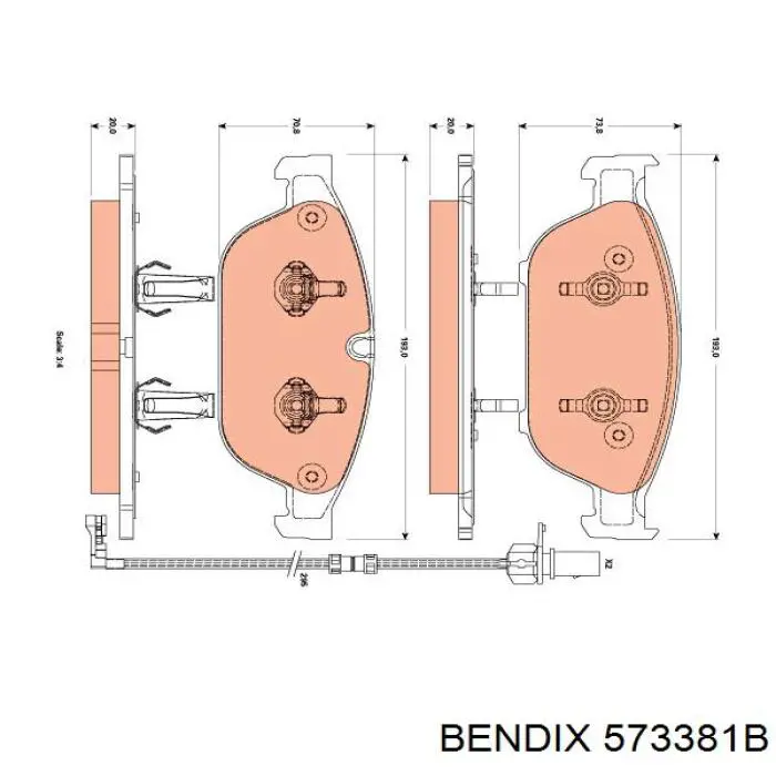 Колодки гальмівні передні, дискові 573381B Jurid/Bendix