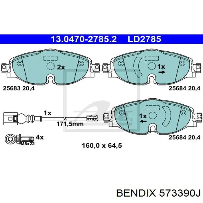 Купити 573390J Jurid/Bendix Колодки гальмівні передні, дискові