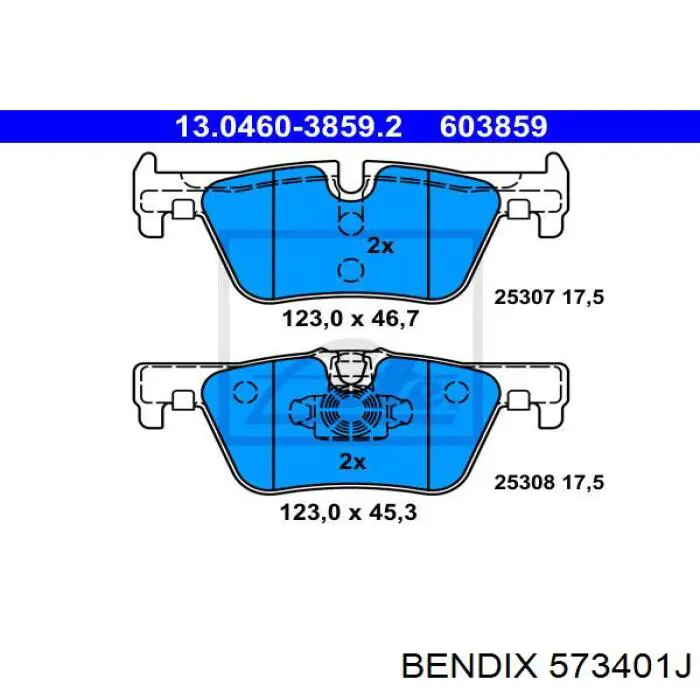 573401J Jurid/Bendix Колодки гальмівні задні, дискові