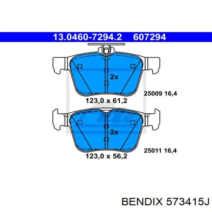 573415J Jurid/Bendix Колодки гальмівні задні, дискові