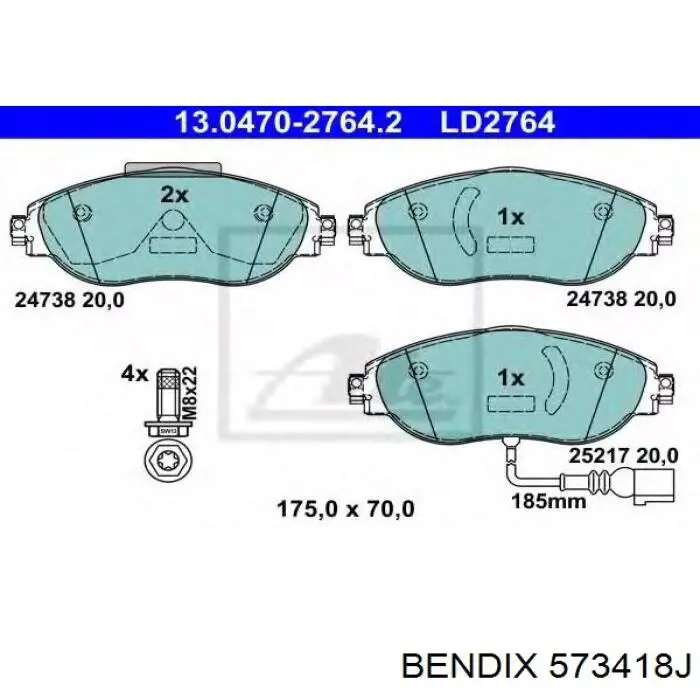 Тормозні колодки Jurid/Bendix 573418J