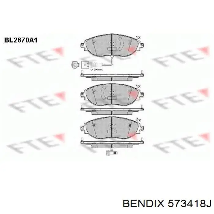 573418J Jurid/Bendix Передні гальмівні колодки