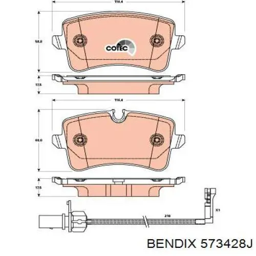 Задні гальмівні колодки 573428J Jurid/Bendix