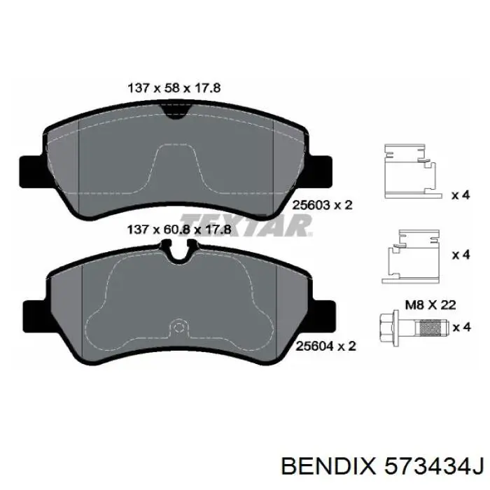 Задні гальмівні колодки 573434J Jurid/Bendix