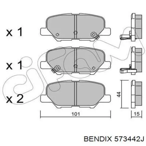 Колодки гальмові задні, дискові 573442J Jurid/Bendix