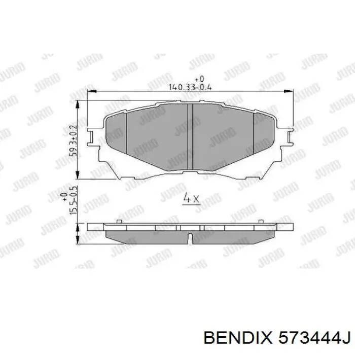573444J Jurid/Bendix Передні гальмівні колодки