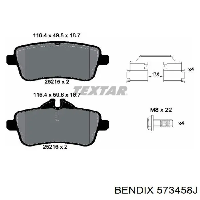 Задні дискові колодки Jurid/Bendix 573458J