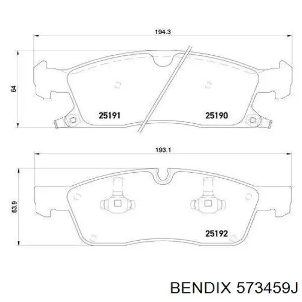 Гальмівні колодки Jurid/Bendix 573459J ціна, від 54.57 USD