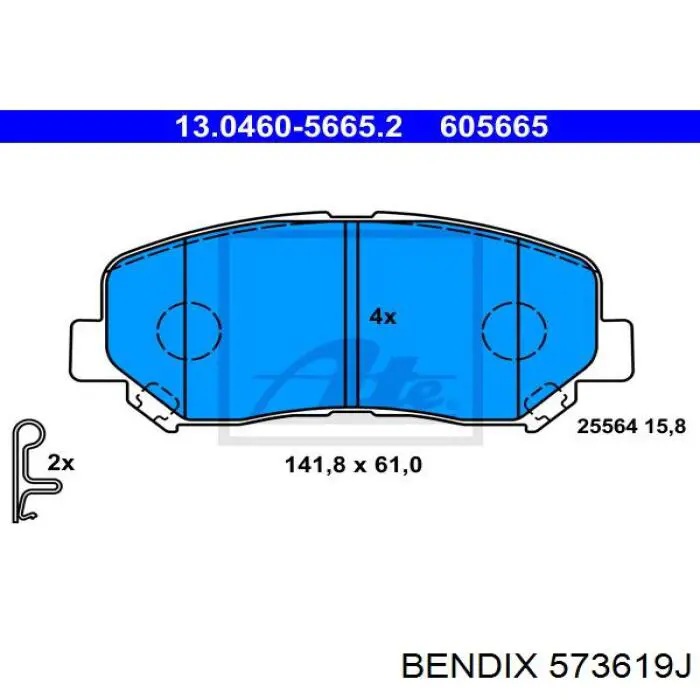 Колодки гальмівні передні, дискові 573619J Jurid/Bendix