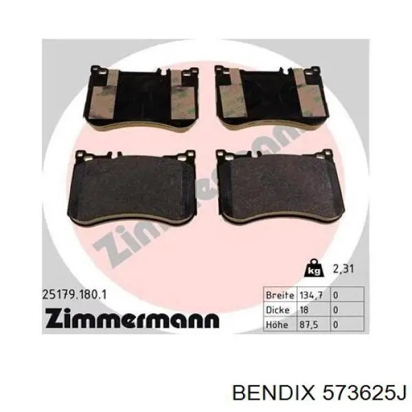 Тормозні колодки Jurid/Bendix 573625J