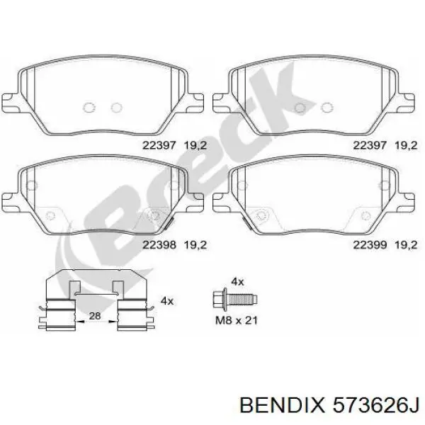 Купити 573626J Jurid/Bendix Колодки гальмівні передні, дискові
