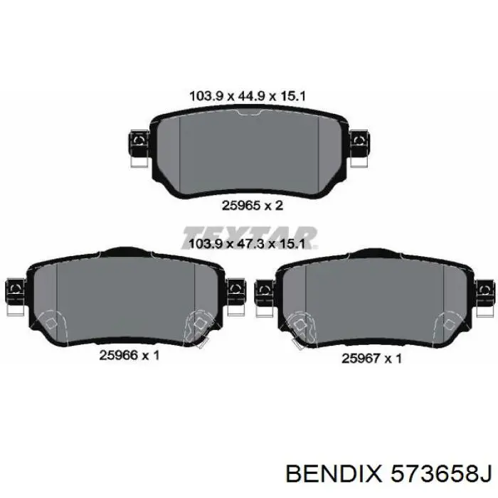 Колодки гальмові задні, дискові 573658J Jurid/Bendix