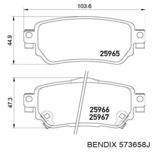 573658J Jurid/Bendix Колодки гальмівні задні, дискові