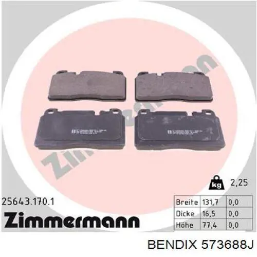 Купити 573688J Jurid/Bendix Колодки гальмівні передні, дискові