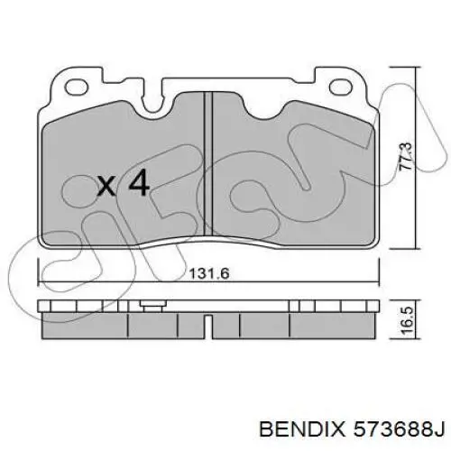 Тормозні колодки Jurid/Bendix 573688J