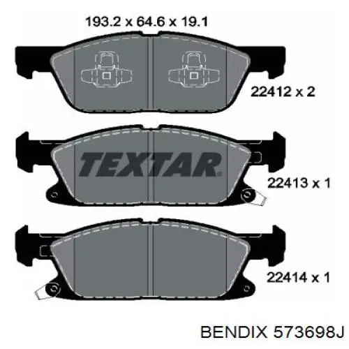 Купити 573698J Jurid/Bendix Колодки гальмівні передні, дискові