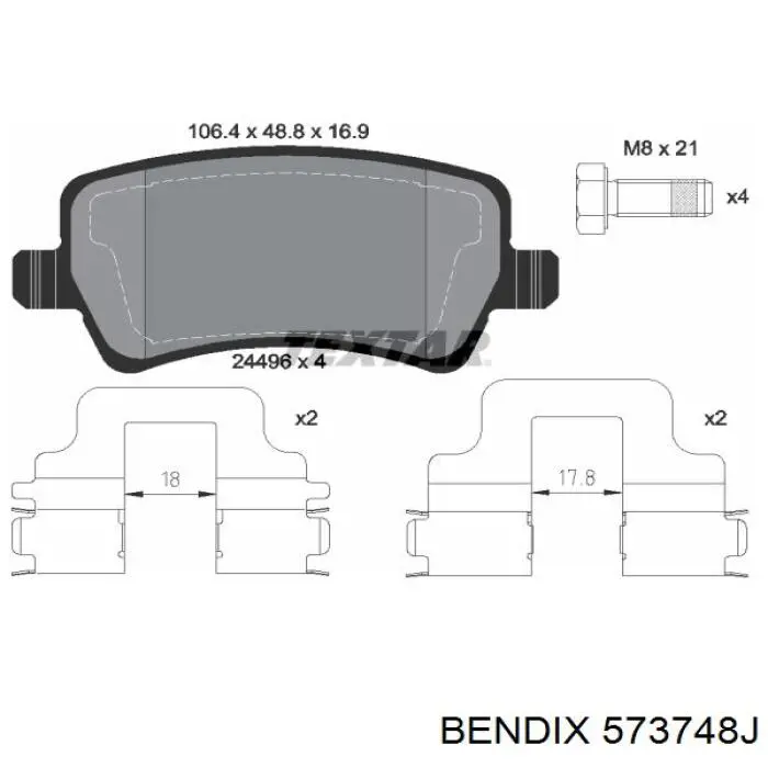 573748J Jurid/Bendix Колодки гальмівні задні, дискові