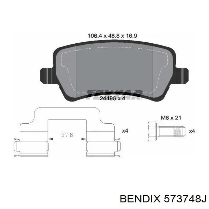 Задні гальмівні колодки Jurid/Bendix 573748J ціна, від 33.25 USD