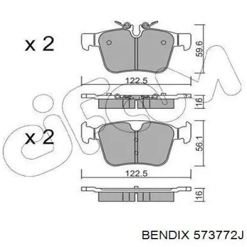 Задні гальмівні колодки Jurid/Bendix 573772J ціна, від 37.26 USD