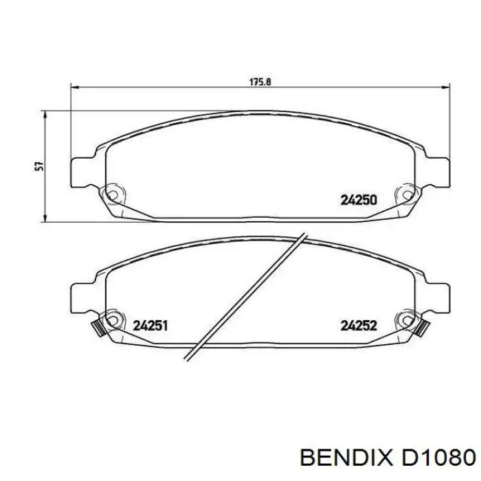 Передні тормозні колодки D1080 Jurid/Bendix