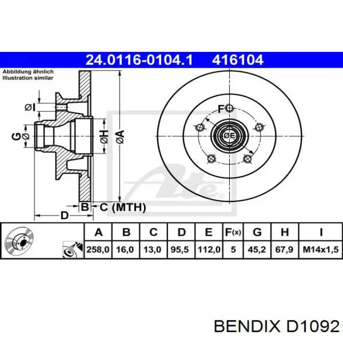 Передні тормозні колодки D1092 Jurid/Bendix